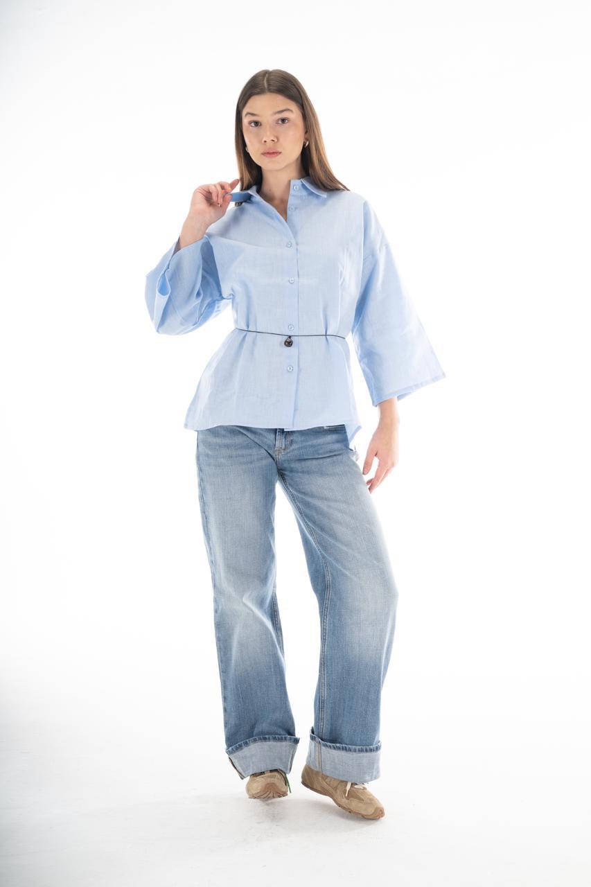 Azure belted shirt
