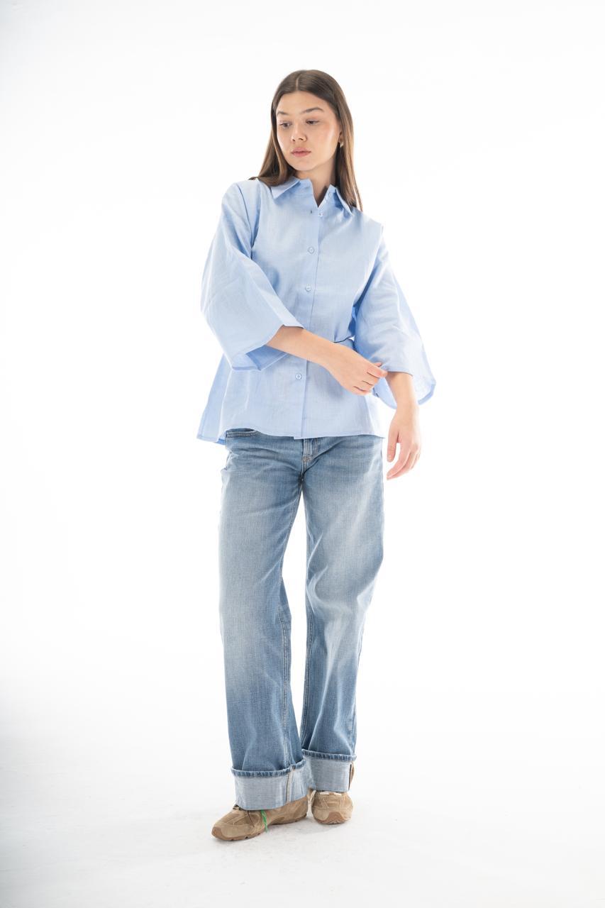 Azure belted shirt