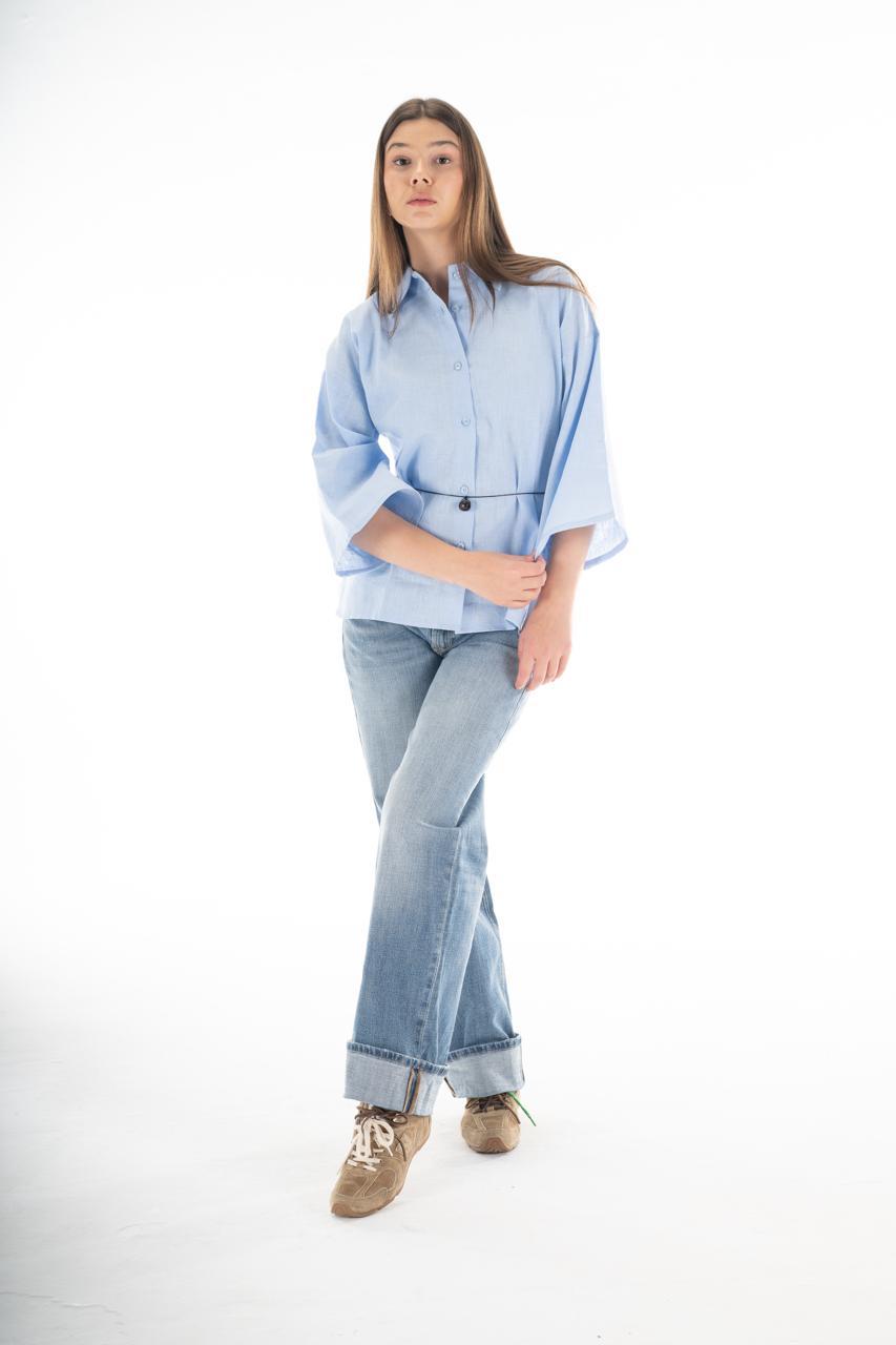 Azure belted shirt